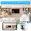 360" Wireless Bulb Security Camera Indoor/Outdoor Pan Tilt Zoom Camera with 360 Degree Motion Tracking, Color Night Vision