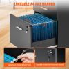 VEVOR File Cabinet, 3-Drawer Wood Filing Cabinet, Locking Office Cabinet for Letter/A4 Size, File Cabinet with 5 Wheels for Home Office, Black