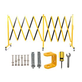5m Expandable Metal Barricade Iron Column Mesh Reflective Portable Traffic Fence with Locking Coasters (Option: as picture)