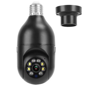 E27 WiFi Bulb Camera 1080P FHD WiFi IP Pan Tilt Security Surveillance Camera (Color: black)